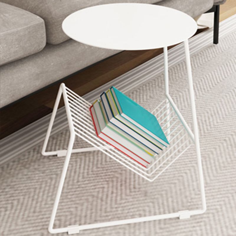 Midden-eeuwse metalen ronde bovenste zijtafel Abstract eindtafel met tijdschriftrek