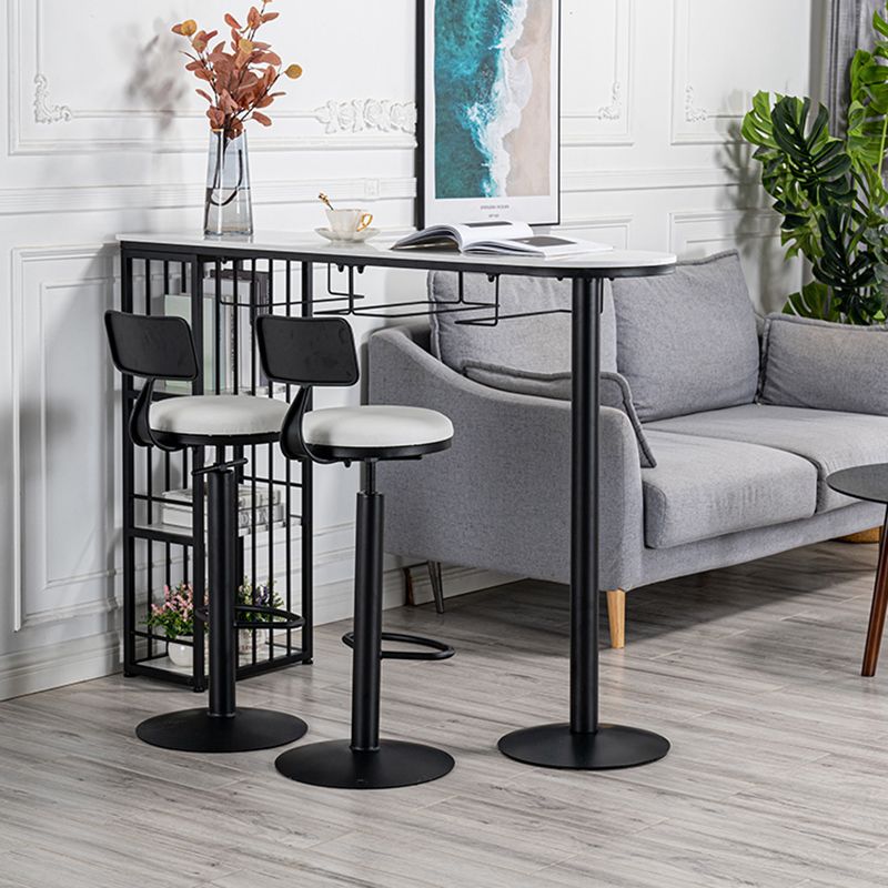Table de bar d'intérieur spécialisée, table de pub moderne blanche avec rangement en métal