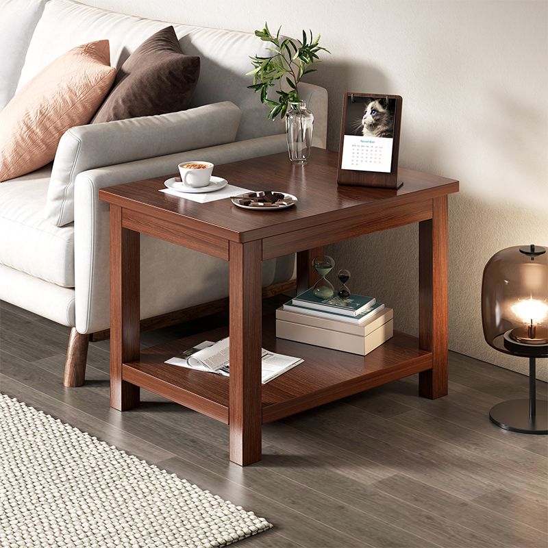 Contemporary Side Table Double Tier Wood Accent Side Table with Shelf