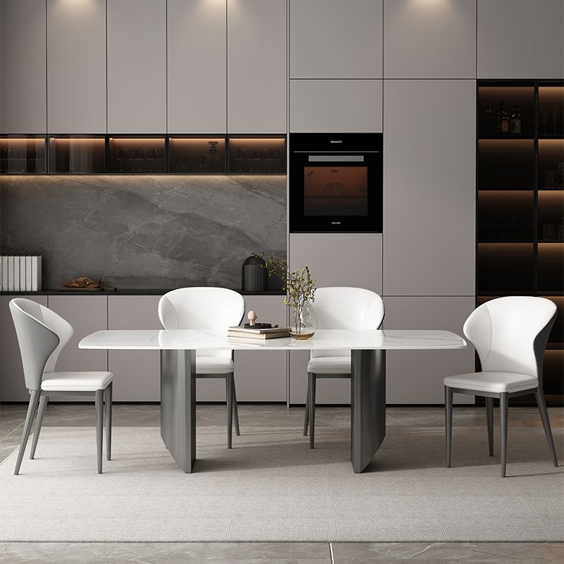 Industrial Sintered Stone Top Table Rectangle Table with Double Pedestal Clearhalo 'Dining Tables & Seating' 'Dining Tables' 'dining_table' 'furn' 'furn_dining_table' 'Furniture' 'Kitchen & Dining Furniture' 1200x1200_35047e89-a90d-47e5-a01d-b5a4c5ebf357