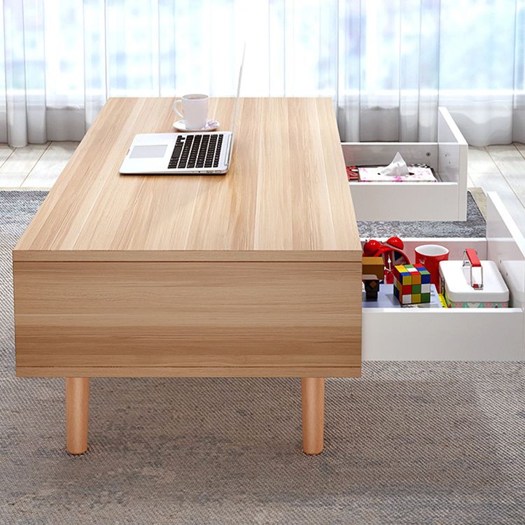 Modern 4 Legs Cocktail Table Wood 1 Single Coffee Table with Drawers Clearhalo 'Coffee & Accent Tables' 'Coffee Tables' 'coffee_tables' 'furn' 'furn_coffee_tables' 'Furniture' 'furniture_coffee_tables' 'Living Room Furniture' 1200x1200_3504dba0-0fb2-40dd-bd09-b07abeecc070