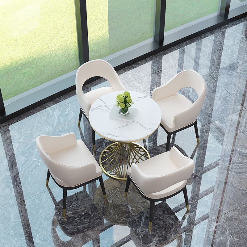 Glam Sintered Stone Dining Table Set 1/2/3/4/5 Pieces Dining Set for Home Use Clearhalo 'Dining Room Sets' 'Dining Tables & Seating' 'dining_room_set' 'furn' 'furn_dining_room_set' 'Furniture' 'Kitchen & Dining Furniture' 1200x1200_3505e187-af8a-4674-9e66-714b749ae2cd