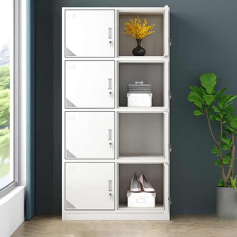Contemporary Wardrobe Metal Freestanding Wardrobe Closet with Locks Clearhalo 'Armoires & Wardrobes' 'armoires_wardrobes' 'Bedroom Furniture' 'furn' 'furn_armoires_wardrobes' 'Furniture' 1200x1200_35087a63-7b10-4d8c-95d4-4fa9aaa99c18