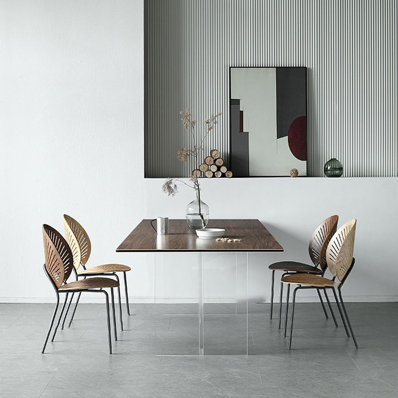 Table à manger rectangulaire moderne, Table en bois avec pieds en plastique pour la maison