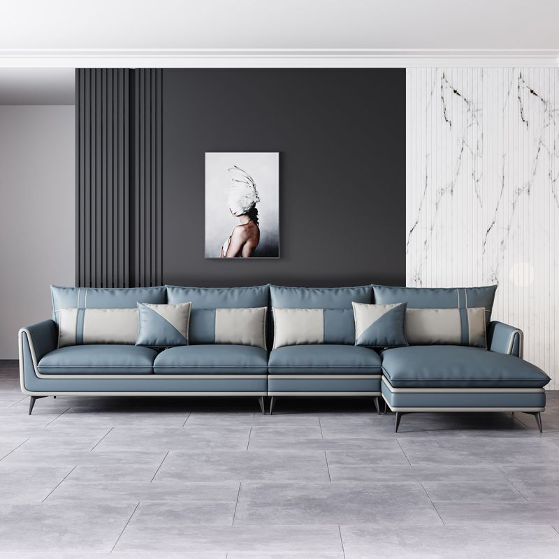 Scandinavo 35.43 "H Fucice in pelle divano a braccio svasato e chaise f f