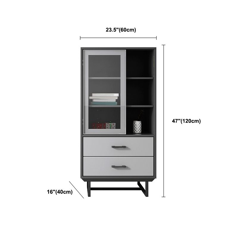 Faux Wood Modern Display Cabinet Glass Doors Storage Cabinet with Drawers for Bedroom Clearhalo 'Display & China Cabinets' 'display_china_cabinets' 'furn' 'furn_display_china_cabinets' 'Furniture' 'Kitchen & Dining Furniture' 1200x1200_3509d8be-c707-42de-896f-e87dd5a987a0