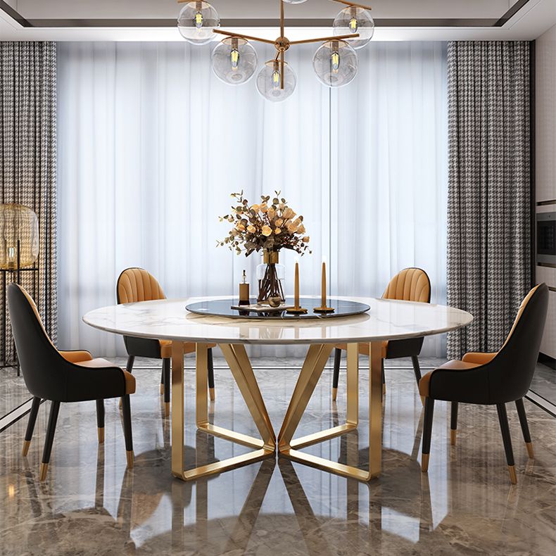 Round Furniture Luxury Style Marble Double Pedestal Dinner Table with Turntable Clearhalo ' dining_table' 'Dining Tables & Seating' 'Dining Tables' 'furn' 'furn_dining_table' 'Furniture' 'furniture_dining_table' 'Kitchen & Dining Furniture' 'kitchen&dining_furn' 'kitchen' 'kitchen_dining_table' 1200x1200_350ae221-6e3e-43d1-acfe-aaef69cc8f3e