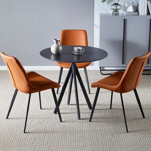 Round Dining Table Stone Top Dining Table in Black and White Clearhalo 'Dining Tables & Seating' 'Dining Tables' 'dining_table' 'furn' 'furn_dining_table' 'Furniture' 'Kitchen & Dining Furniture' 1200x1200_350b1387-e940-4c70-8179-7b9adf55ba47