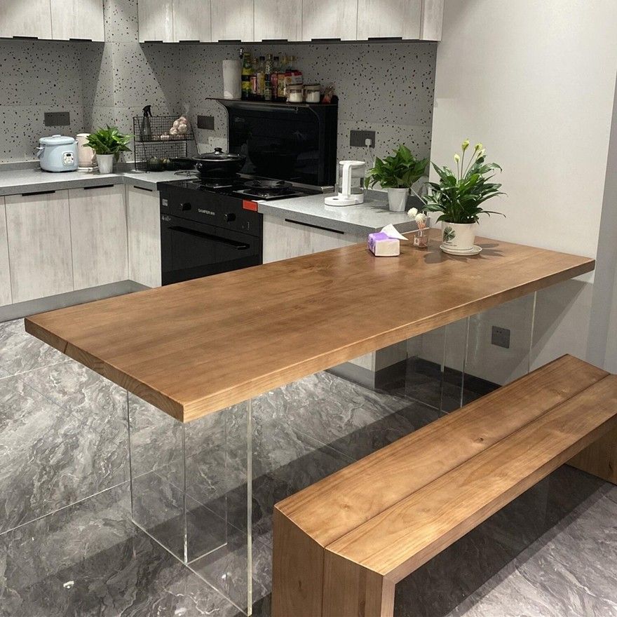 Modern Solid Wood Kitchen Table Rectangle Dining Table with Double Pedestal Clearhalo 'Dining Tables & Seating' 'Dining Tables' 'dining_table' 'furn' 'furn_dining_table' 'Furniture' 'furniture_dining_table' 'Kitchen & Dining Furniture' 'kitchen' 'kitchen_dining_table' 1200x1200_350ca4db-e8fb-4257-9c7c-4020134e7a46