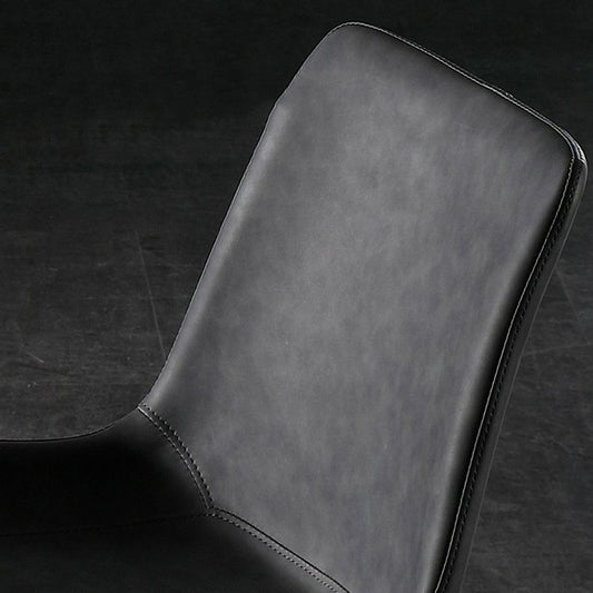Modern Leather Brasserie Side Chair Solid Back Dining Chair with Black Legs Clearhalo ' kitchen&dining_furn' 'Dining Chairs' 'Dining Tables & Seating' 'dining_chair' 'furn' 'furn_dining_chair' 'Furniture' 'furniture_dining_chair' 'Kitchen & Dining Furniture' 'kitchen' 1200x1200_350d081e-1c1b-4bb7-b469-35e7574ac46e