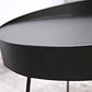 Mesa de centro redonda de hierro de mediados de siglo, juego de mesa de cóctel con tapa de bandeja de 2 piezas