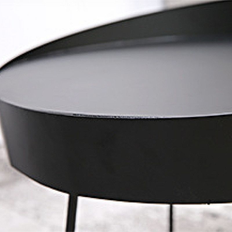 Mesa de centro redonda de hierro de mediados de siglo, juego de mesa de cóctel con tapa de bandeja de 2 piezas