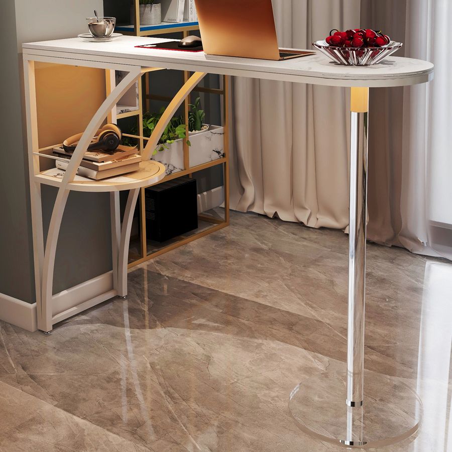Glam Style 41.3"H Bar Table Faux Marble White Top Specialty Bistro Table Clearhalo 'Bar Furniture' 'Bar Tables' 'bar_tables' 'furn' 'furn_bar_tables' 'Furniture' 'furniture_bar_tables' 'Kitchen & Dining Furniture' 'kitchen&dining_furn' 'kitchen' 1200x1200_350efa84-7911-4999-be50-c95e05c1defd