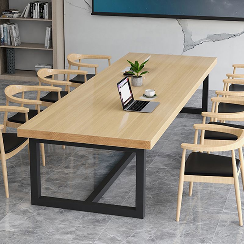 Rectangle Meeting Table Industrial Office Desk with Trestle Base Clearhalo 'furn' 'furn_office_desk' 'Furniture' 'furniture_office_desk' 'Office Desks' 'Office Furniture' 'office_desk' 1200x1200_350f6190-97bc-4c73-b2c1-b9ecdabdd94f