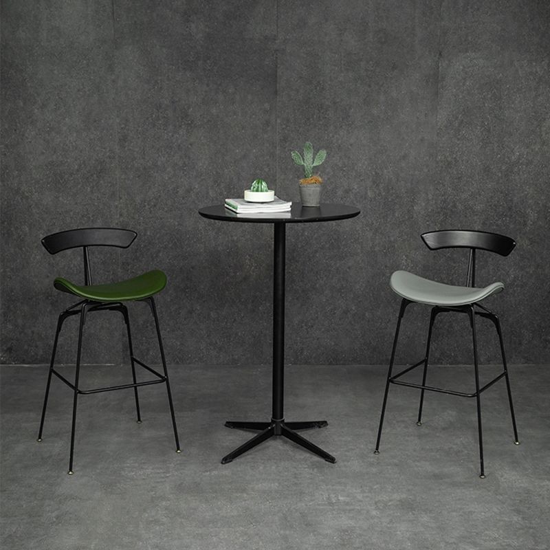 Black Iron Bar Stool Industrial Style Low Back Counter Stool with Saddle Seat Clearhalo 'Bar Furniture' 'Bar Stools' 'bar_stools' 'furn' 'furn_bar_stools' 'furniture_bar_stools' 'Kitchen & Dining Furniture' 'kitchen&dining_furn' 'kitchen' 'kitchen_furn' Furniture' 1200x1200_350fa754-bc38-46cb-a33c-d1668758ff71