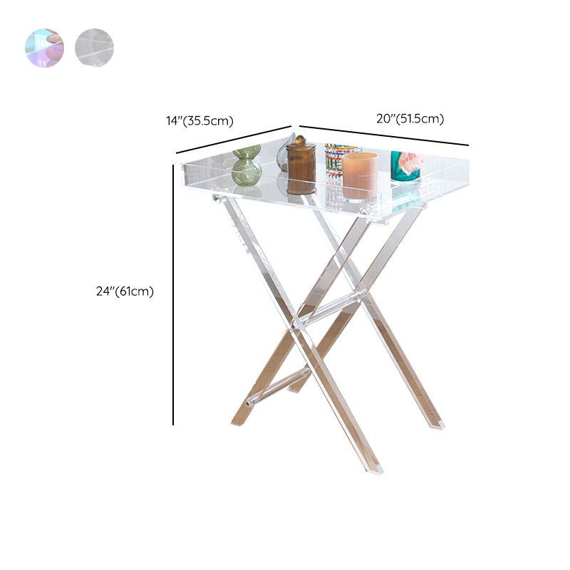 Cross Legs Side Table Acrylic Round/Rectangular Sofa Side Accent Table