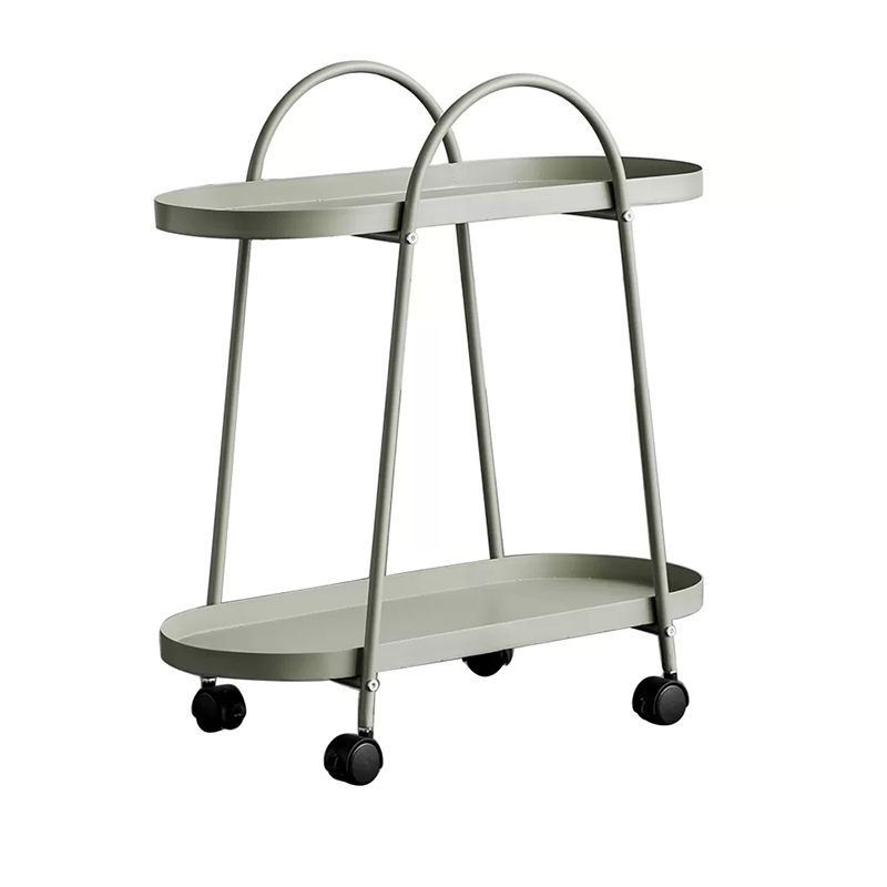 Mesa lateral de mediados de siglo con estantes de metal bandeja geométrica mesa de esquina superior