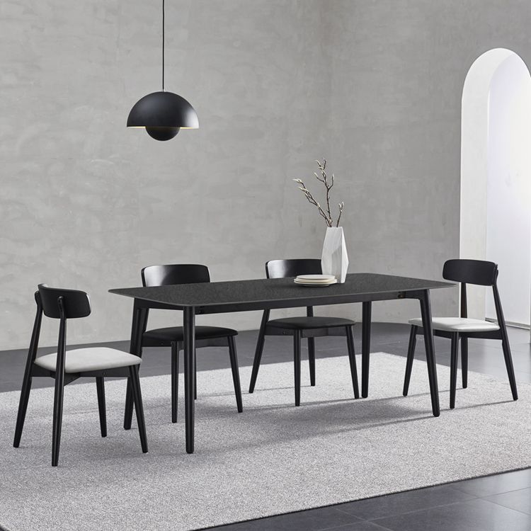 Black Modern Stone Top Dining Table Set 1/4/5/7 Pieces Dining Set with Wooden Chairs Clearhalo 'Dining Room Sets' 'Dining Tables & Seating' 'dining_room_set' 'furn' 'furn_dining_room_set' 'Furniture' 'Kitchen & Dining Furniture' 1200x1200_351733a3-75c5-45c0-b89e-ec039dba61e6