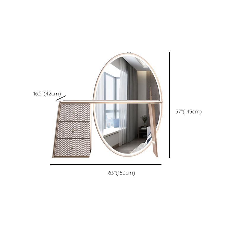 Glam Slate Makeup Dreshing Tabinet Tabouret en beige avec un miroir de 57 "de haut