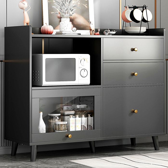 Contemporary Sideboard Cabinet with 3-Drawers One Door Engineered Wood Kitchen Cabinets Clearhalo 'buffet_sideboard' 'Buffets & Sideboards' 'furn' 'furn_buffet_sideboard' 'Furniture' 'Kitchen & Dining Furniture' 1200x1200_35197009-9d2c-4876-b2c5-c3460e4b2851