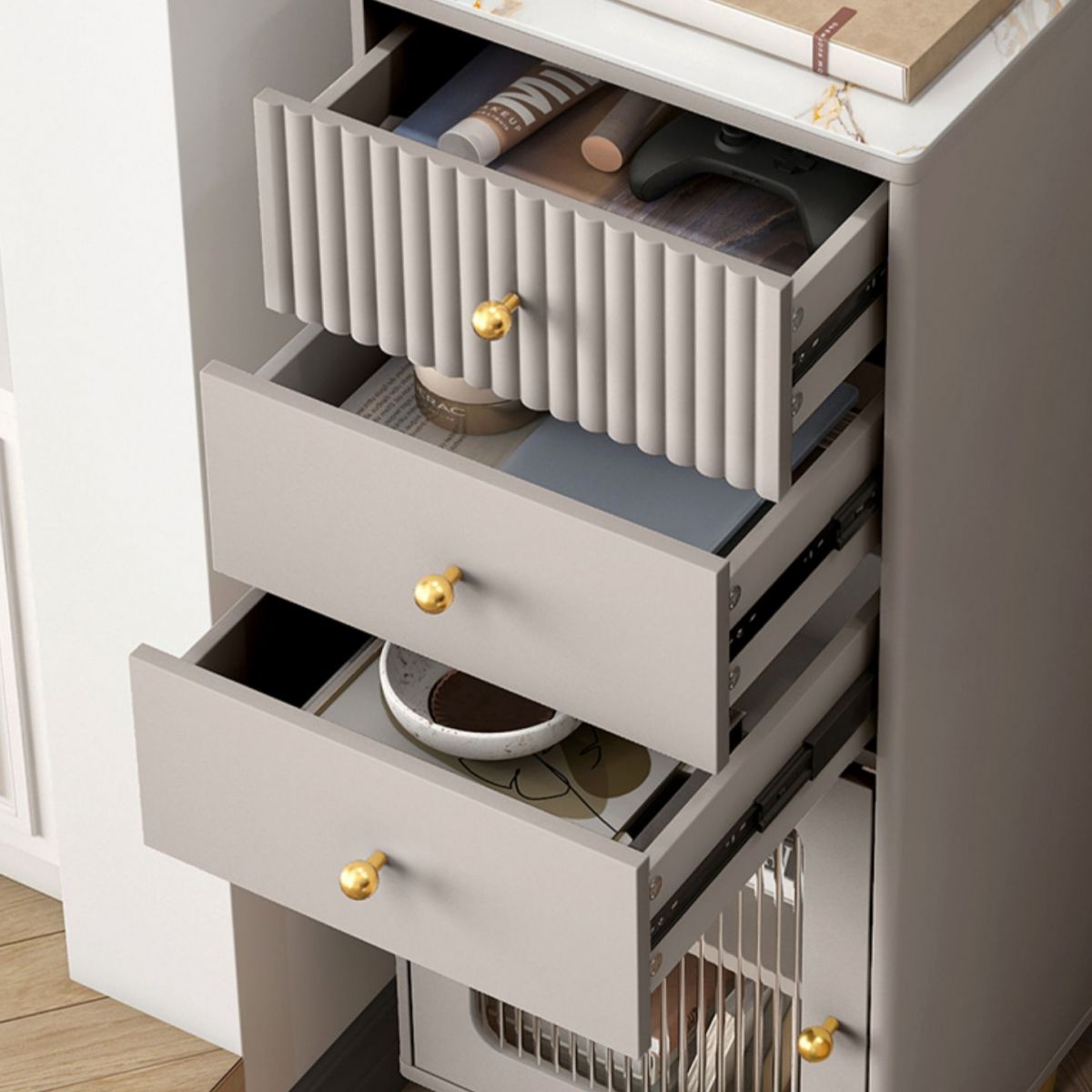 Glam Combo – commode de rangement verticale en pierre, commode pour chambre à coucher