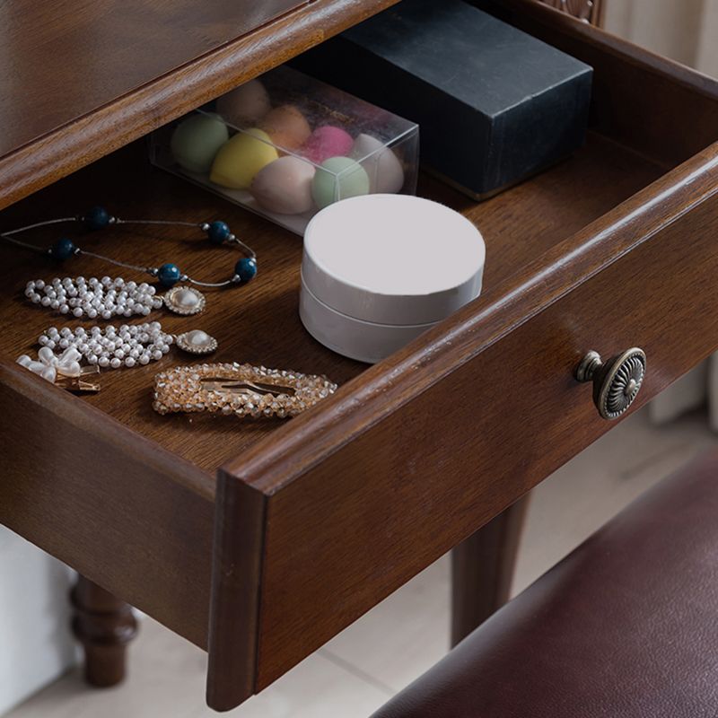 Juego de taburetes de tocador de tocador de madera tradicional, 23.62 "de ancho