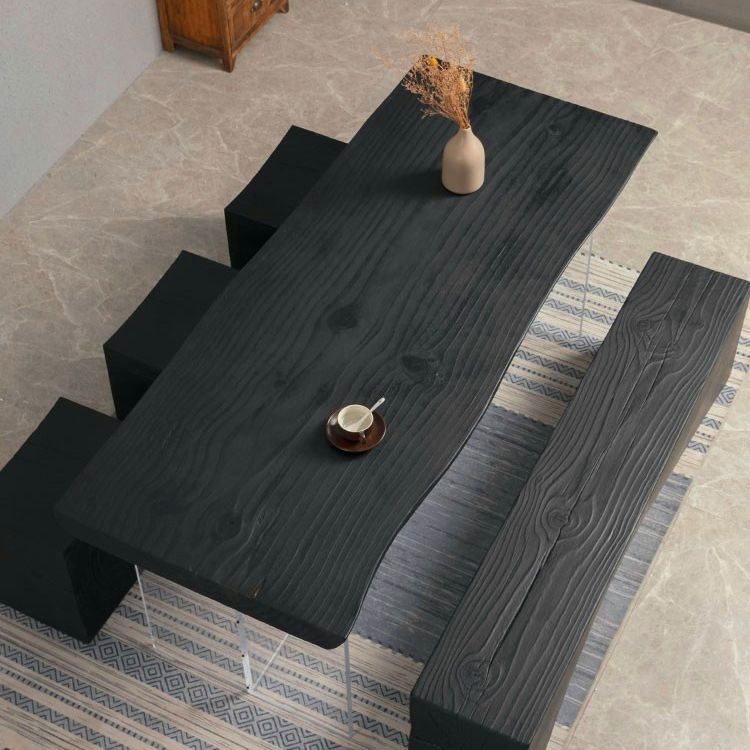 Modern Black Pine Wood Counter Table Specialty Dining Table for Kitchen