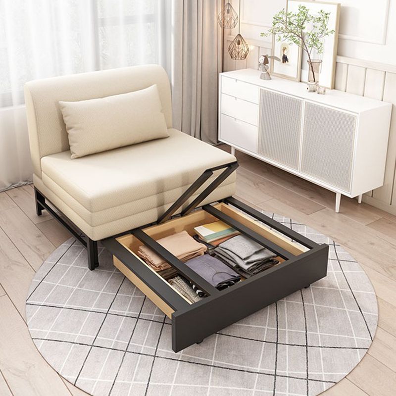 Sofá de cama sin brazo de lino con ropa de cama cremosa y blanca para la sala de estar para sala de estar