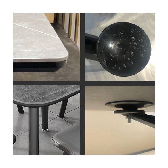Modern Style Dining Table Sintered Stone Dinner Table with Black Frame Clearhalo ' dining_table' 'Dining Tables & Seating' 'Dining Tables' 'furn' 'furn_dining_table' 'Furniture' 'furniture_dining_table' 'Kitchen & Dining Furniture' 'kitchen&dining_furn' 'kitchen' 'kitchen_dining_table' 1200x1200_351f41ec-3410-4a44-9b7b-59c19eee3b42