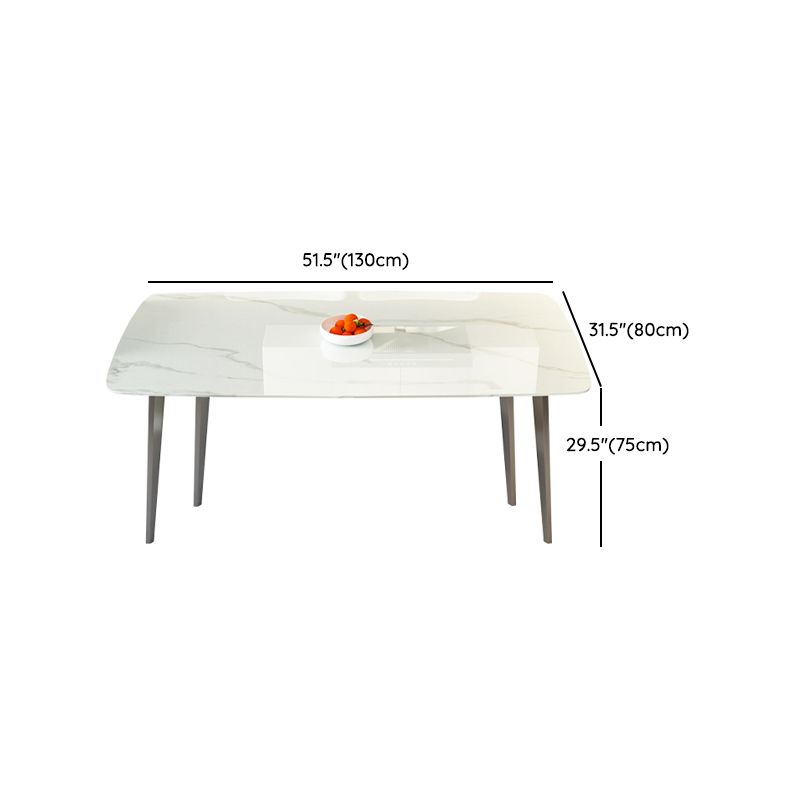 Modern Rectangular White Stone Top Dining Table with 4 Legs Base Clearhalo 'Dining Tables & Seating' 'Dining Tables' 'dining_table' 'furn' 'furn_dining_table' 'Furniture' 'Kitchen & Dining Furniture' 1200x1200_35205bb7-738b-432f-af68-b7d8100da596