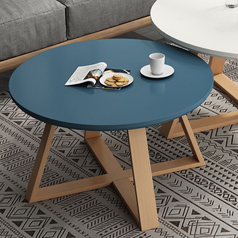 Contemporary Round Wood Coffee Table Cross Legs Cocktail Table Clearhalo 'Coffee & Accent Tables' 'Coffee Tables' 'coffee_tables' 'furn' 'furn_coffee_tables' 'Furniture' 'Living Room Furniture' 1200x1200_3523cd10-8111-452c-a7cc-56bb6bcf724b