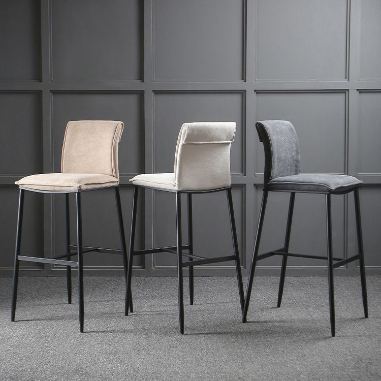Minimalist Style Upholstered Fabric Barstools Backrest Bar Stools with Footrest