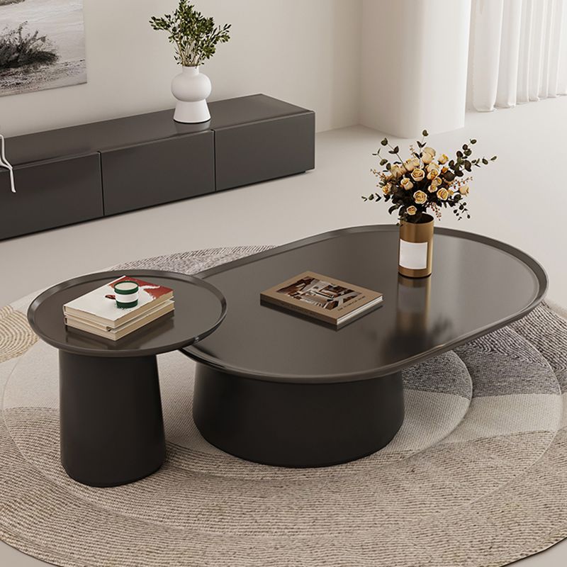 Elliptical Pedestal Coffee Table Set Modern 47.2" W Cocktail Table Clearhalo 'Coffee & Accent Tables' 'Coffee Tables' 'coffee_tables' 'furn' 'furn_coffee_tables' 'Furniture' 'Living Room Furniture' 1200x1200_35251df1-861a-4d6a-b76c-1ce1f53b5ce6