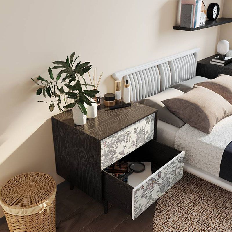 Comodino da tavolo da tavolo da tavolo notturno contemporaneo con 2 cassetti per la camera da letto