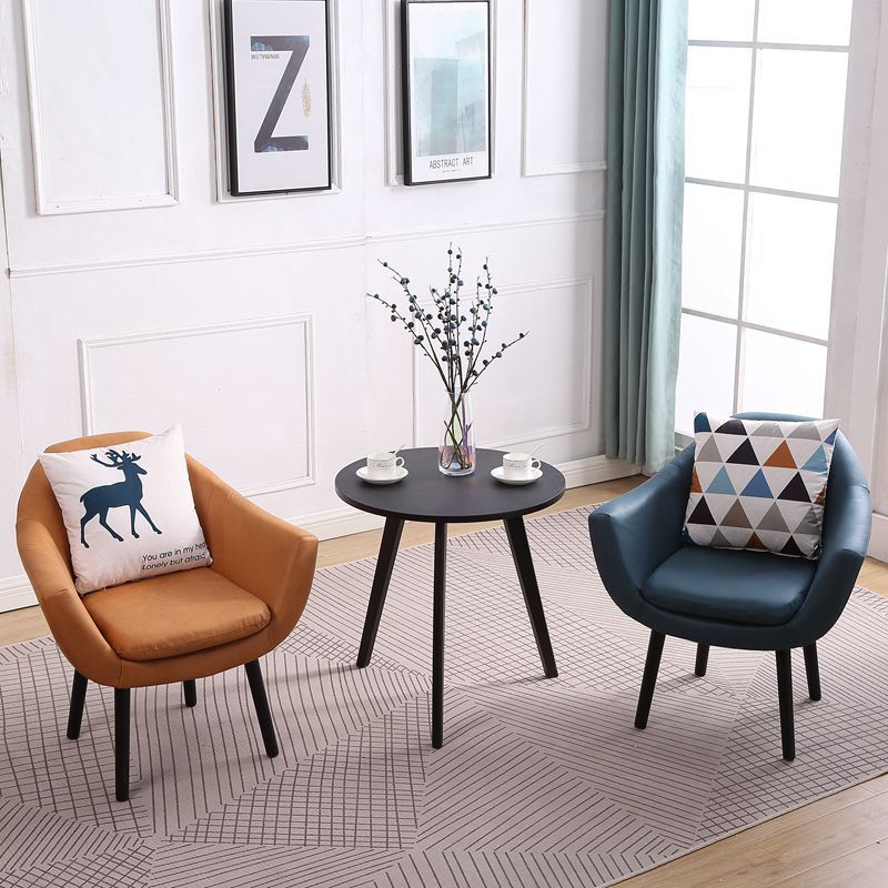 27.56" Wide Faux Leather Pillow Back Flared Arms Arm Sponge 4 Legs Chair Clearhalo 'Accent Chairs' 'accent_chairs' 'Chairs & Seating' 'furn' 'furn_accent_chairs' 'Furniture' 'Living Room Furniture' 1200x1200_352b29aa-e041-40ff-9d0b-49e9e2085714