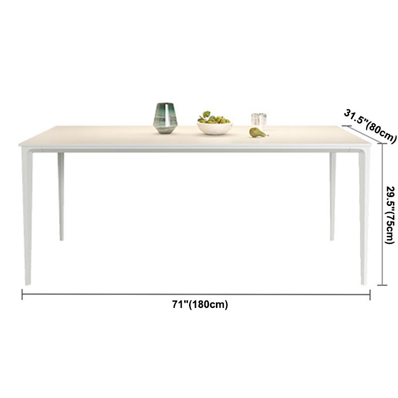 Modern Style Sintered Stone Dining Table 4 Legs Rectangular Table in White Clearhalo ' dining_table' 'Dining Tables & Seating' 'Dining Tables' 'Furniture' 'furniture_dining_table' 'Kitchen & Dining Furniture' 'kitchen&dining_furn' 'kitchen' 'kitchen_dining_table' 1200x1200_352b3bf8-a7b7-4017-b60f-cda3d2c0cea5