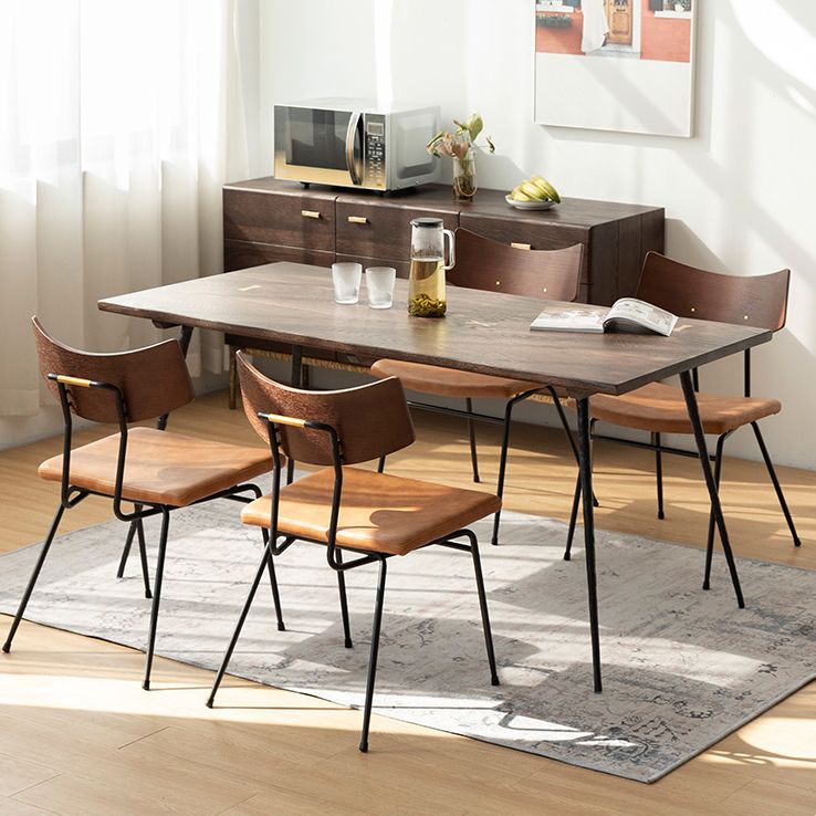 Glam Style Oak Wood Dining Table 4 Legs Table for Living Room Clearhalo 'Dining Tables & Seating' 'Dining Tables' 'dining_table' 'furn' 'furn_dining_table' 'Furniture' 'Kitchen & Dining Furniture' 1200x1200_352c3be3-54d0-45a9-989c-210c9419e25d