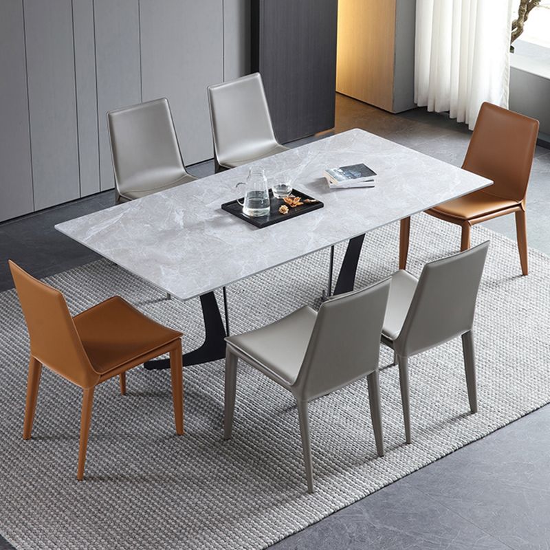Contemporary Leather Armless Dining Chair Metal Dining Room Chairs Clearhalo ' kitchen&dining_furn' 'Dining Chairs' 'Dining Tables & Seating' 'dining_chair' 'furn' 'furn_dining_chair' 'Furniture' 'furniture_dining_chair' 'Kitchen & Dining Furniture' 'kitchen' 1200x1200_352cb3cb-7b50-4369-8e34-513ca5dbb931