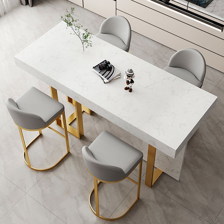 Glam Iron Bar Dining Table with White Stone Top Rectangle Indoor Bistro Table Clearhalo 'Bar Furniture' 'Bar Tables' 'bar_tables' 'furn' 'furn_bar_tables' 'Furniture' 'furniture_bar_tables' 'Kitchen & Dining Furniture' 1200x1200_352efee4-e4f7-4508-8c35-aa2a9d332ccf