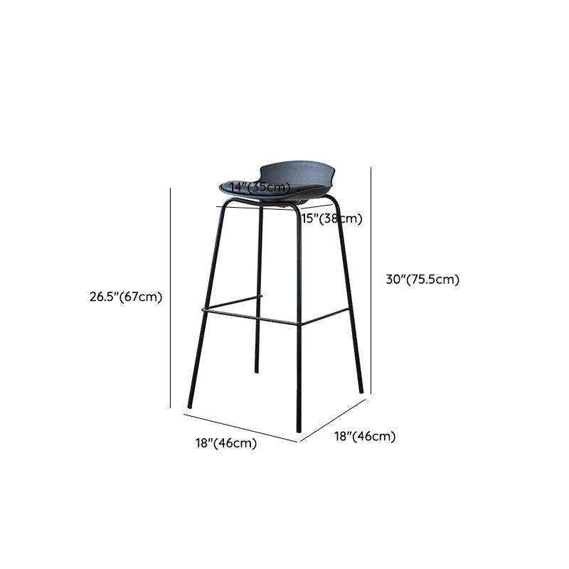 Contemporary Dining Stools Armless Metal Bar Stools with Footrest