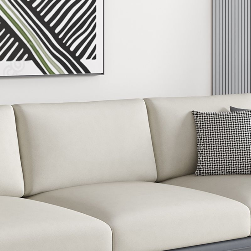 Contemporary Faux Leather Tuxedo Arm Standard Sofa with Bolster Pillows Clearhalo 'furn' 'furn_sofas' 'Furniture' 'furniture_sofas' 'kitchen' 'kitchen_sofas' 'Living Room Furniture' 'Sofa' 'sofas' 1200x1200_3530c1ba-27e8-4774-9753-0f8752ddb813