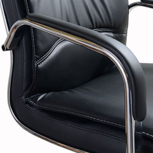 Modern Black Leather Desk Chair Fixed Arms Task Chair for Office Clearhalo 'furn' 'furn_office_chair' 'Furniture' 'Office Chairs' 'Office Furniture' 'office_chair' 1200x1200_3530e300-c254-4e1a-b15f-484499e45ff1