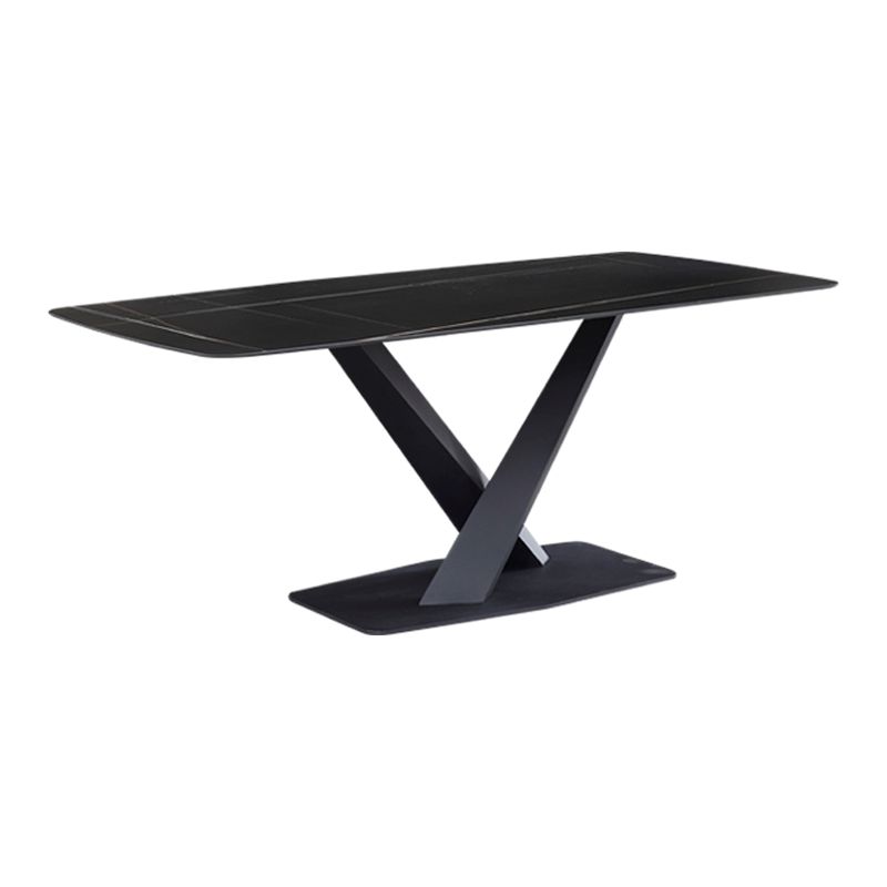 Industrial Black Table for Restaurant Rectangle Dining Table with Pedestal Base Clearhalo 'Dining Tables & Seating' 'Dining Tables' 'dining_table' 'furn' 'furn_dining_table' 'Furniture' 'furniture_dining_table' 'Kitchen & Dining Furniture' 'kitchen' 'kitchen_dining_table' 1200x1200_35331ccf-413b-4288-959e-c427f2c0aad6