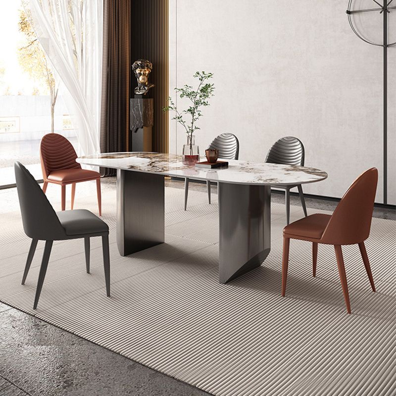 Mesa de cocina Simplicity Mesa de comedor con pedestal doble de piedra sinterizada