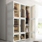 White Foldable Plastic Wardrobe Freestanding Wardrobe with Shelves