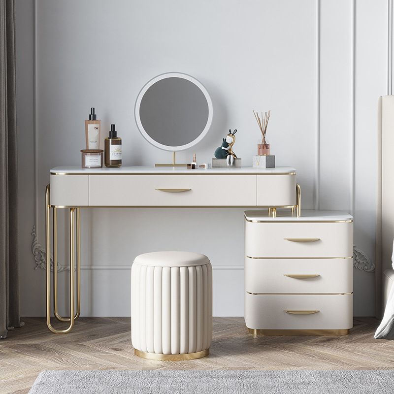 17,71 "Vanity di vanità per trucco largo set di vanità in legno bianco con 4 cassetti