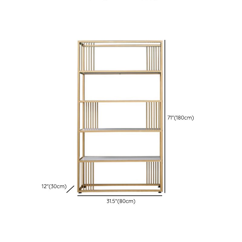 Metal and Wooden Bookshelf Open Glam Etagere Shelf Bookcase for Study Room Clearhalo 'Bookcases' 'furn' 'furn_bookcases' 'Furniture' 'Office Furniture' 1200x1200_35394813-c340-465d-9013-b5cea7d7f182