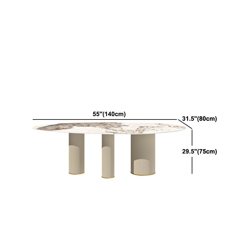 Luxury Oval Dining Table Sintered Stone Top White Metal Base Table Clearhalo 'Dining Tables & Seating' 'Dining Tables' 'dining_table' 'furn' 'furn_dining_table' 'Furniture' 'Kitchen & Dining Furniture' 1200x1200_353ab7f0-3aa3-4698-b003-033b72488238
