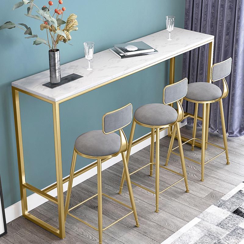Marble Indoor Trestle Hall/Pub Table Contemporary Bistro Bar Table in White Clearhalo 'Bar Furniture' 'Bar Tables' 'bar_tables' 'furn' 'furn_bar_tables' 'Furniture' 'Kitchen & Dining Furniture' 1200x1200_353c4c70-028c-4447-8857-ad2549ece98c