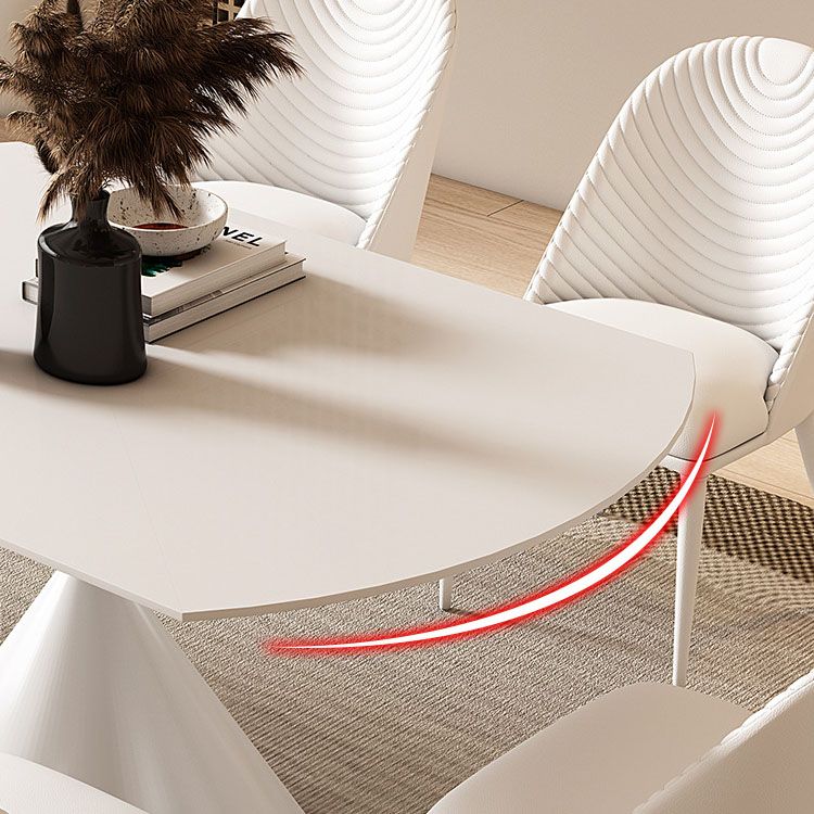 Sintered Stone Pedestal Dining Table Extendable Dining Table in White Clearhalo 'Dining Tables & Seating' 'Dining Tables' 'dining_table' 'furn' 'furn_dining_table' 'Furniture' 'Kitchen & Dining Furniture' 1200x1200_353cf657-0c36-42f9-b292-ec17aab4b1d2